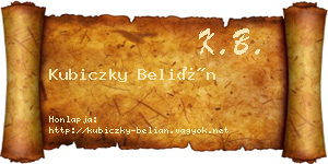 Kubiczky Belián névjegykártya